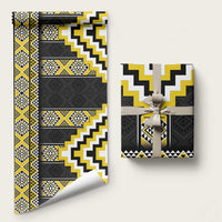 Yellow Taniko Aotearoa Wrapping Paper Niho Taniwha Mix Poutama - Polynesian Pride