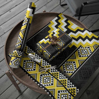 Yellow Taniko Aotearoa Wrapping Paper Niho Taniwha Mix Poutama - Polynesian Pride