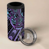 Teal Purple Polynesia Plumeria Tattoo 4 in 1 Can Cooler Tumbler LT14 - Polynesian Pride