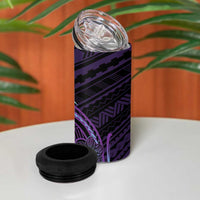 Teal Purple Polynesia Plumeria Tattoo 4 in 1 Can Cooler Tumbler LT14 - Polynesian Pride