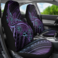 Teal Purple Polynesia Plumeria Tattoo Car Seat Cover