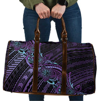 Teal Purple Polynesia Plumeria Tattoo Travel Bag