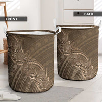 Brown Polynesia Plumeria Tattoo Laundry Basket