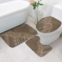 Brown Polynesia Plumeria Tattoo Bathroom Set