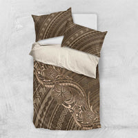 Brown Polynesia Plumeria Tattoo Bedding Set