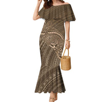 Brown Polynesia Plumeria Tattoo Mermaid Dress