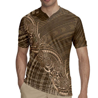 Brown Polynesia Plumeria Tattoo Rugby Jersey
