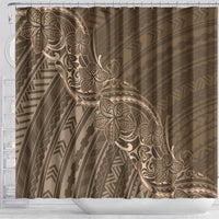 Brown Polynesia Plumeria Tattoo Shower Curtain