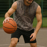 Brown Polynesia Plumeria Tattoo Sleeveless Hoodie