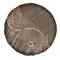 Brown Polynesia Plumeria Tattoo Spare Tire Cover
