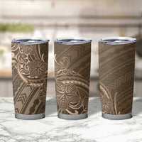 Brown Polynesia Plumeria Tattoo Tumbler Cup