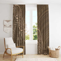 Brown Polynesia Plumeria Tattoo Window Curtain