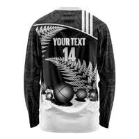 Custom New Zealand Silver Fern Petanque Long Sleeve Shirt Aotearoa Maori Pattern