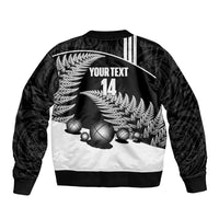 Custom New Zealand Silver Fern Petanque Sleeve Zip Bomber Jacket Aotearoa Maori Pattern LT14 - Polynesian Pride