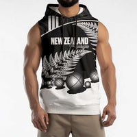 Custom New Zealand Silver Fern Petanque Sleeveless Hoodie Aotearoa Maori Pattern LT14 - Polynesian Pride