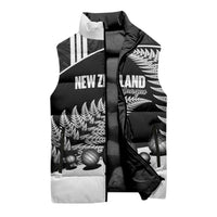 Custom New Zealand Silver Fern Petanque Sleeveless Puffer Jacket Aotearoa Maori Pattern