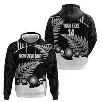 Custom New Zealand Silver Fern Petanque Zip Hoodie Aotearoa Maori Pattern