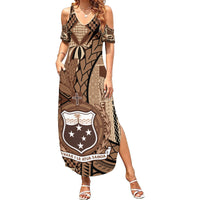 Samoa Siapo Summer Maxi Dress Happy Independence Day Vintage Vibes LT14 Women Brown - Polynesian Pride