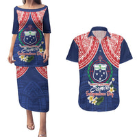 Samoan Independence Day Couples Matching Puletasi and Hawaiian Shirt Manuia Le Tutoatasi O Samoa LT14 Blue - Polynesian Pride