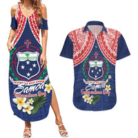 Samoan Independence Day Couples Matching Summer Maxi Dress and Hawaiian Shirt Manuia Le Tutoatasi O Samoa LT14 Blue - Polynesian Pride