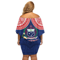 Samoan Independence Day Off Shoulder Short Dress Manuia Le Tutoatasi O Samoa LT14 - Polynesian Pride