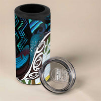 New Zealand Silver Fern Tui Bird 4 in 1 Can Cooler Tumbler Maori Kowhai Paua Shell Taniko Motifs