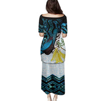 New Zealand Silver Fern Tui Bird Family Matching Puletasi and Hawaiian Shirt Maori Kowhai Paua Shell Taniko Motifs