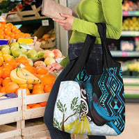 New Zealand Silver Fern Tui Bird Grocery Bag Maori Kowhai Paua Shell Taniko Motifs