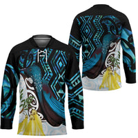 New Zealand Silver Fern Tui Bird Hockey Jersey Maori Kowhai Paua Shell Taniko Motifs - Polynesian Pride