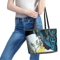 New Zealand Silver Fern Tui Bird Leather Tote Bag Maori Kowhai Paua Shell Taniko Motifs