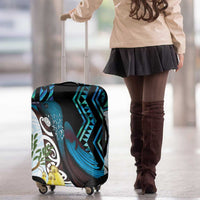 New Zealand Silver Fern Tui Bird Luggage Cover Maori Kowhai Paua Shell Taniko Motifs