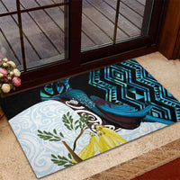 New Zealand Silver Fern Tui Bird Rubber Doormat Maori Kowhai Paua Shell Taniko Motifs