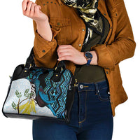 New Zealand Silver Fern Tui Bird Shoulder Handbag Maori Kowhai Paua Shell Taniko Motifs