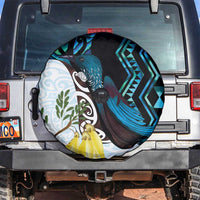 New Zealand Silver Fern Tui Bird Spare Tire Cover Maori Kowhai Paua Shell Taniko Motifs