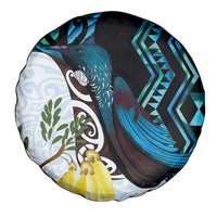 New Zealand Silver Fern Tui Bird Spare Tire Cover Maori Kowhai Paua Shell Taniko Motifs