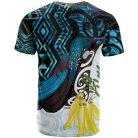 New Zealand Silver Fern Tui Bird T Shirt Maori Kowhai Paua Shell Taniko Motifs