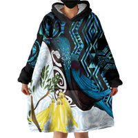 New Zealand Silver Fern Tui Bird Wearable Blanket Hoodie Maori Kowhai Paua Shell Taniko Motifs
