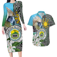 Cotabato Philippines Province Couples Matching Long Sleeve Bodycon Dress and Hawaiian Shirt Filipino Eagle Sampaguita Tinalak Pattern