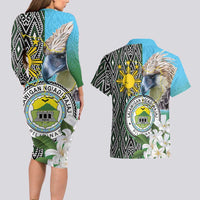 Cotabato Philippines Province Couples Matching Long Sleeve Bodycon Dress and Hawaiian Shirt Filipino Eagle Sampaguita Tinalak Pattern