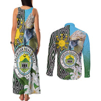 Cotabato Philippines Province Couples Matching Tank Maxi Dress and Long Sleeve Button Shirt Filipino Eagle Sampaguita Tinalak Pattern