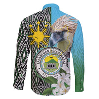 Cotabato Philippines Province Family Matching Off The Shoulder Long Sleeve Dress and Hawaiian Shirt Filipino Eagle Sampaguita Tinalak Pattern