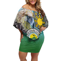 Cotabato Philippines Province Family Matching Off Shoulder Short Dress and Hawaiian Shirt Filipino Eagle Sampaguita Tinalak Pattern