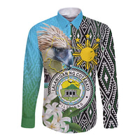 Cotabato Philippines Province Long Sleeve Button Shirt Filipino Eagle Sampaguita Tinalak Pattern