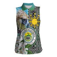 Cotabato Philippines Province Women Sleeveless Polo Shirt Filipino Eagle Sampaguita Tinalak Pattern
