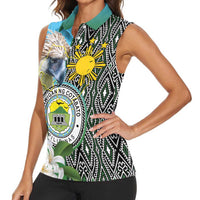 Cotabato Philippines Province Women Sleeveless Polo Shirt Filipino Eagle Sampaguita Tinalak Pattern
