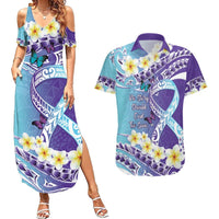No Story Should End Too Soon Suicide Awareness Couples Matching Summer Maxi Dress and Hawaiian Shirt Purple And Teal Polynesian Ribbon LT14 Purple - Polynesian Pride
