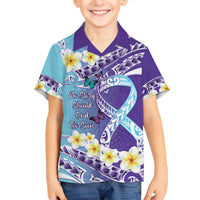 No Story Should End Too Soon Suicide Awareness Family Matching Long Sleeve Bodycon Dress and Hawaiian Shirt Purple And Teal Polynesian Ribbon