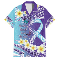 No Story Should End Too Soon Suicide Awareness Family Matching Off The Shoulder Long Sleeve Dress and Hawaiian Shirt Purple And Teal Polynesian Ribbon