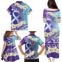 No Story Should End Too Soon Suicide Awareness Family Matching Puletasi and Hawaiian Shirt Purple And Teal Polynesian Ribbon