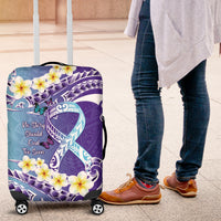 No Story Should End Too Soon Suicide Awareness Luggage Cover Purple And Teal Polynesian Ribbon